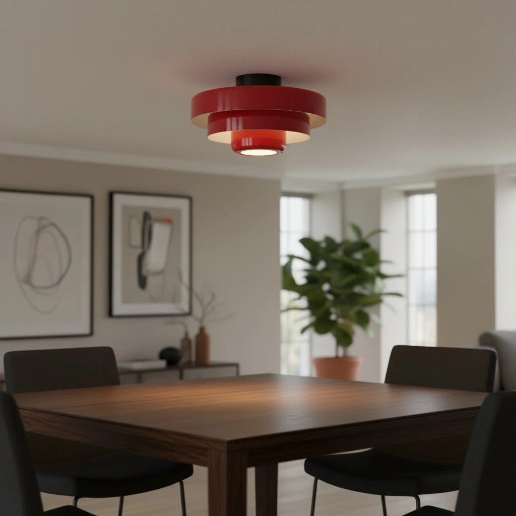 Veleora red ceiling lamp in a living or dining space