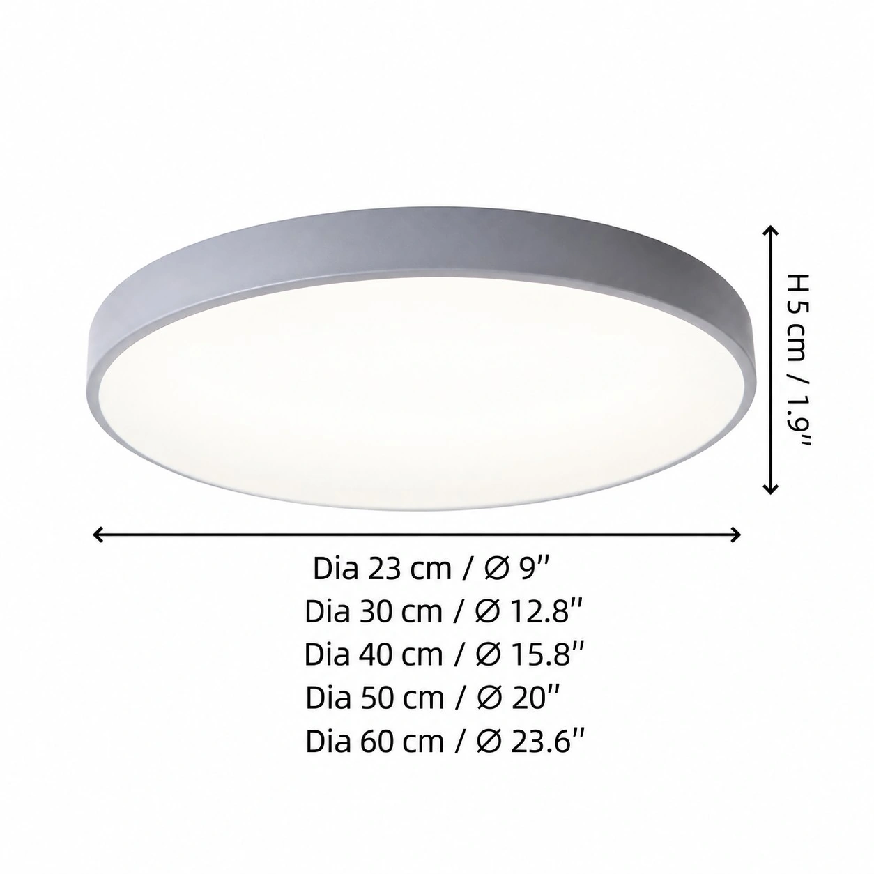 Macaron Diameters 23, 30, 40, 50 and 60 cm; height 5 cm