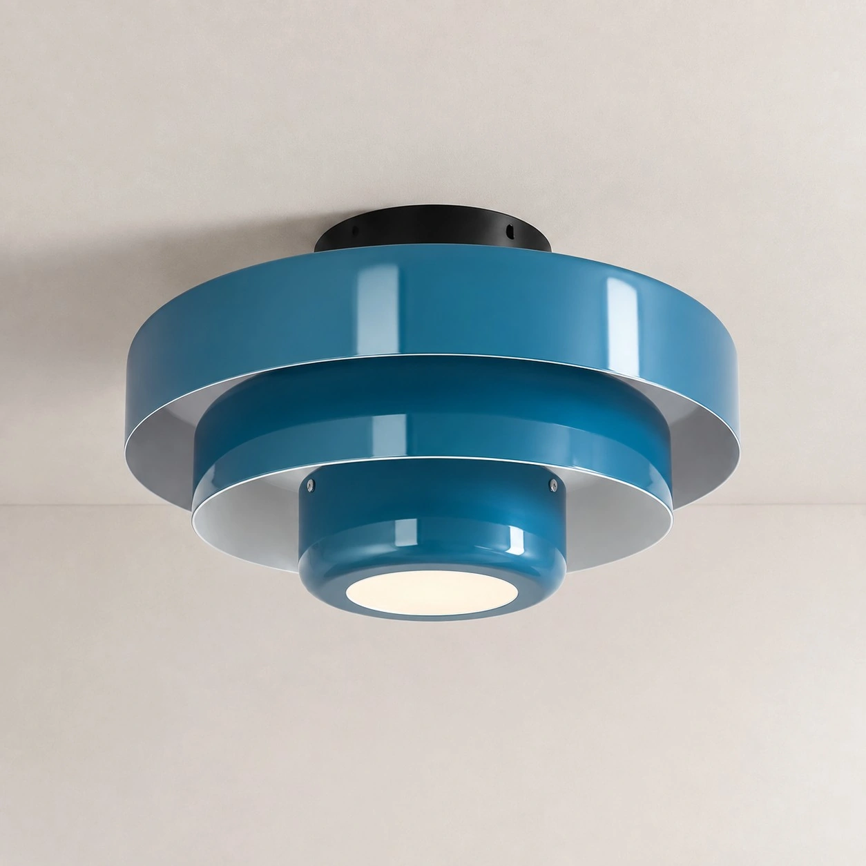 Veleora three-tier ceiling lamp in blue