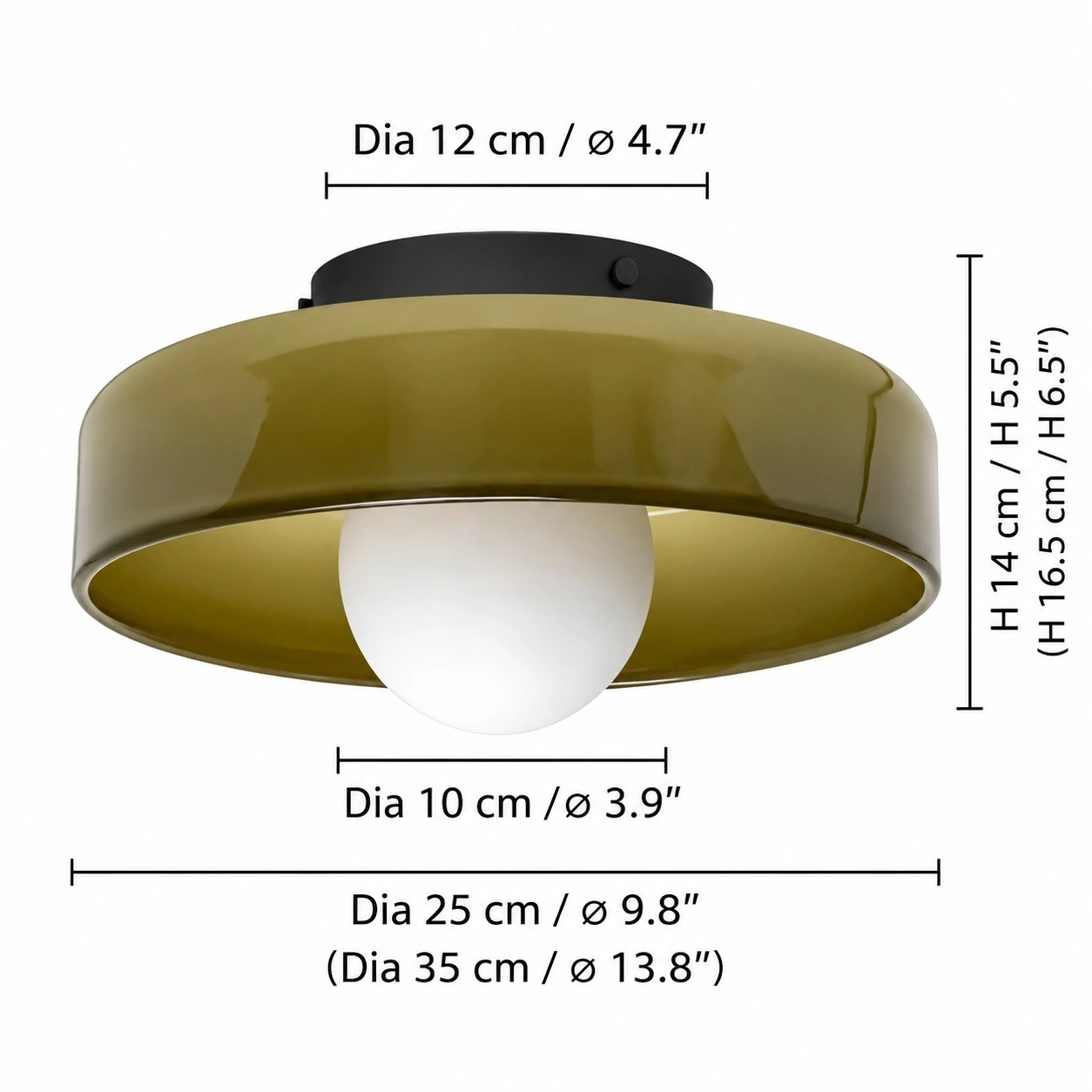 Morandic dimensions: diameter 25 cm, height 14 cm; diameter 35 cm, height 16.5 cm