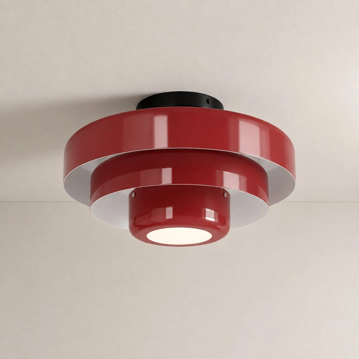 Veleora three-tier ceiling lamp in red