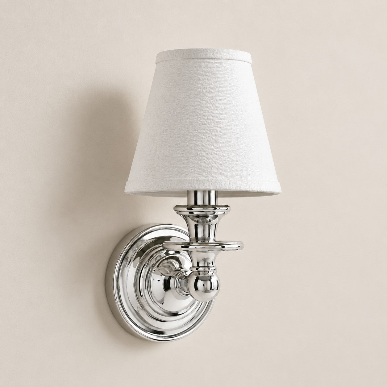 White Plain Kalvora fabric shade wall sconce in Chrome