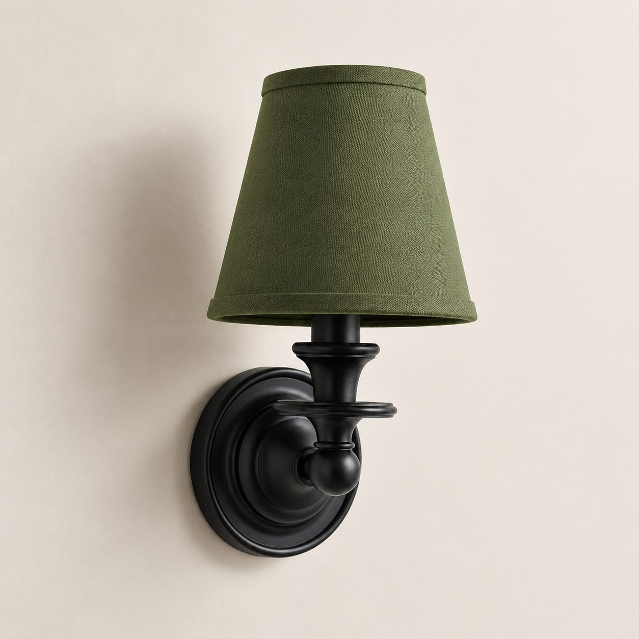 Green Plain Kalvora fabric shade wall sconce in Black