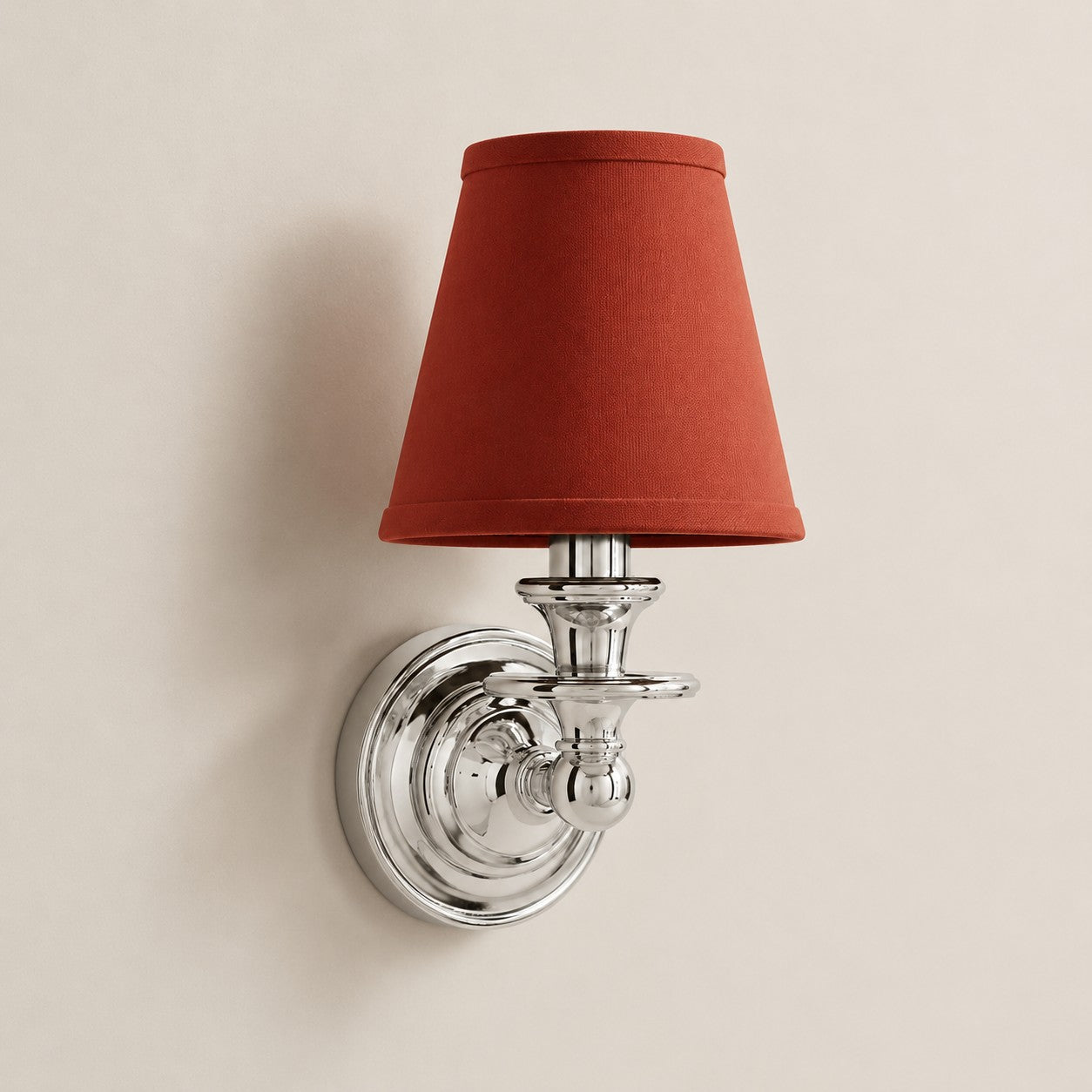 Red Plain Kalvora fabric shade wall sconce in Chrome
