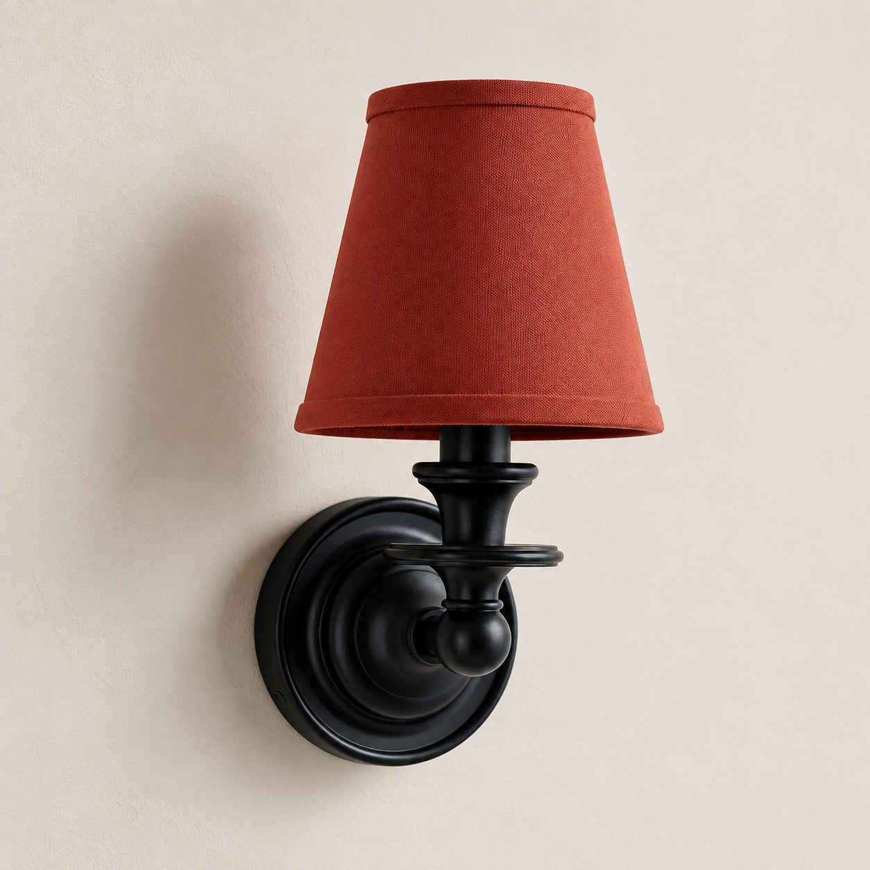 Red Plain Kalvora fabric shade wall sconce in Black