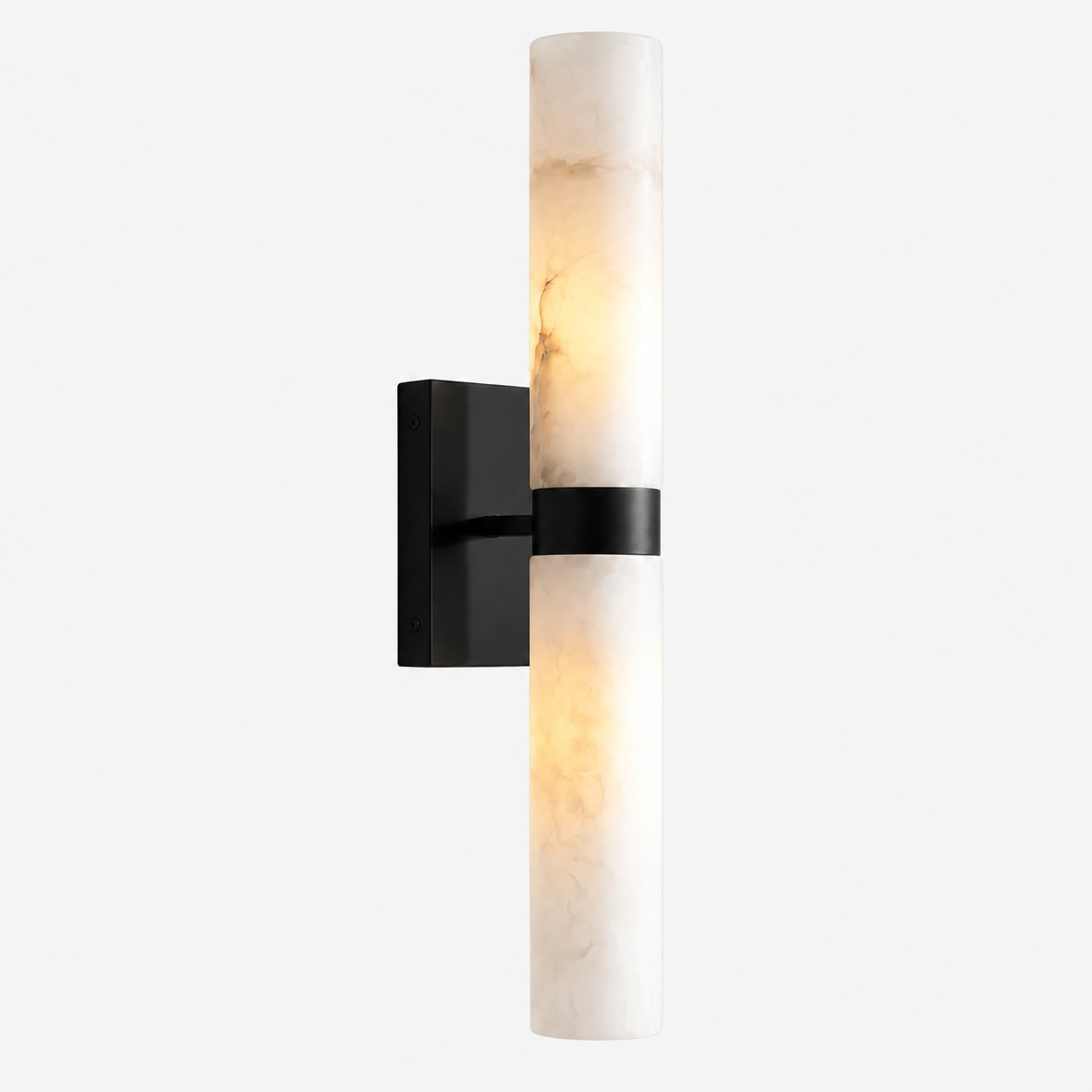 Matte black alabaster dual-tube wall sconce
