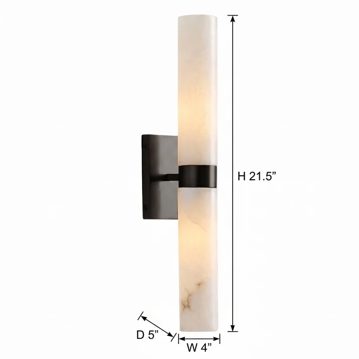 Dani wall sconce dimensions: width 4 inches, depth 5 inches, height 21.5 inches