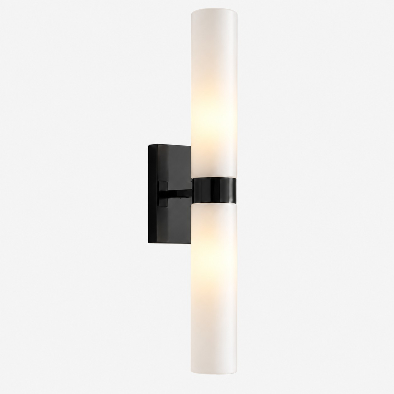 Matte black frosted glass dual-tube wall sconce