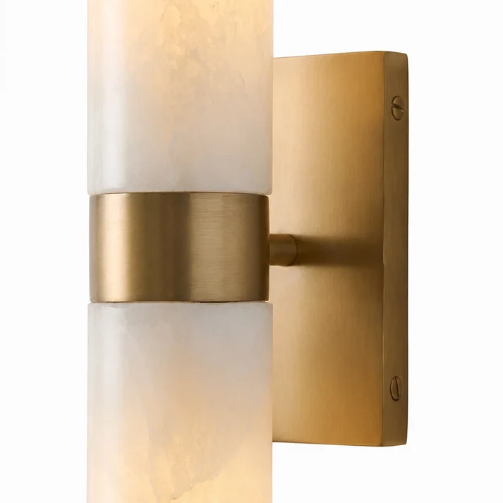 Tumbled brass collar and alabaster tube detail