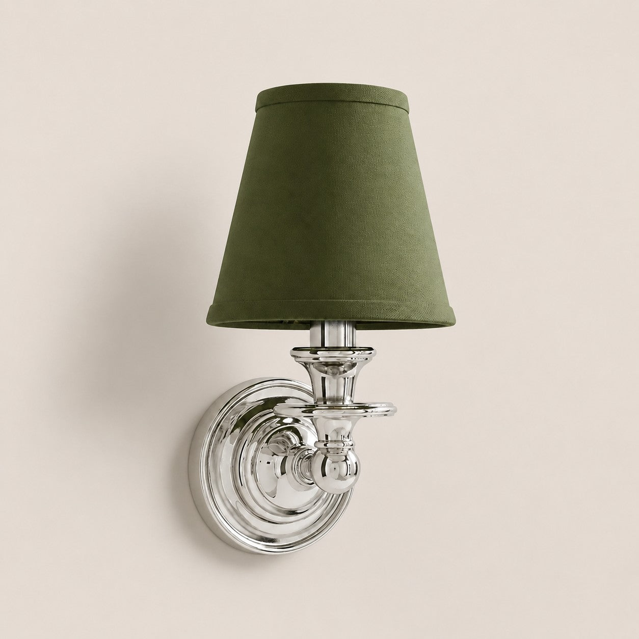 Green Plain Kalvora fabric shade wall sconce in Chrome