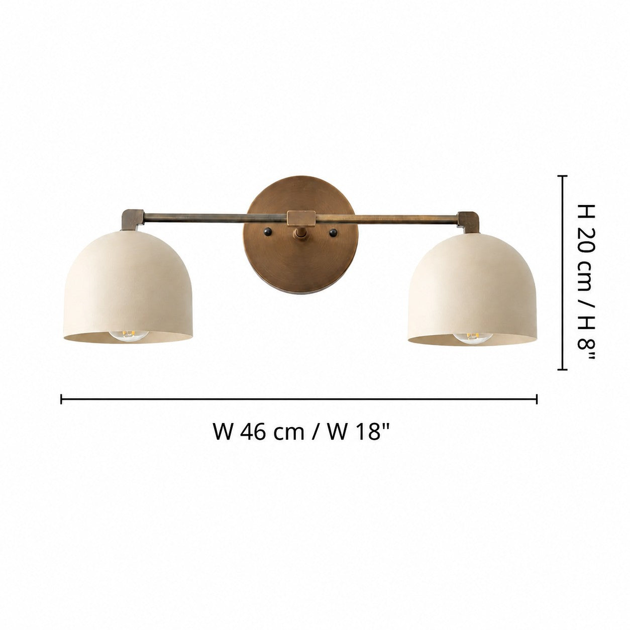 Metio 2-lights wall lamp W 18.0″ × H 8.0″ × D 7.5″ / W 46 cm × H 20 cm × D 19 cm