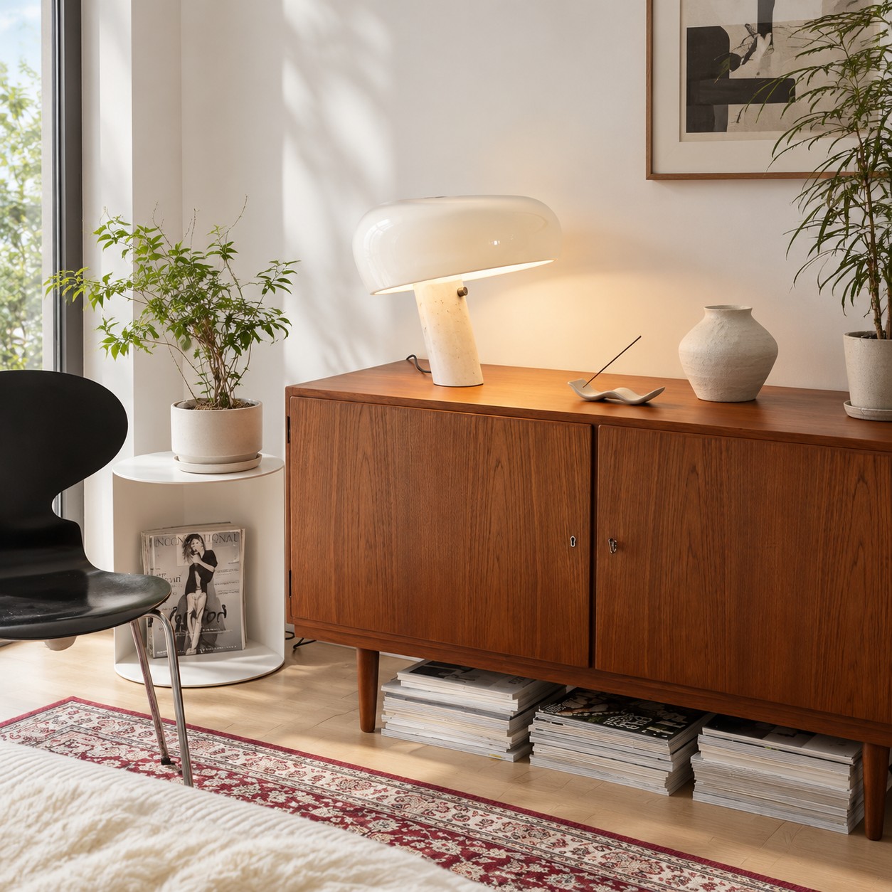 Mushroom Marble tafellamp in een interieur