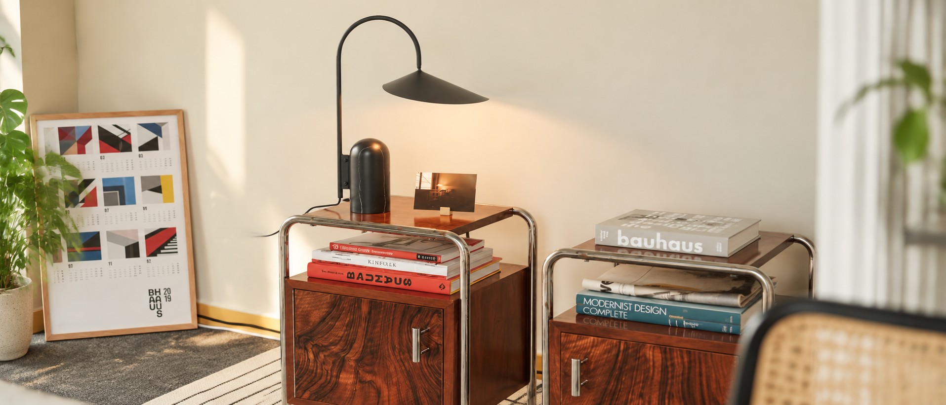 Black Nulavo sculptural table lamp in a modern living space
