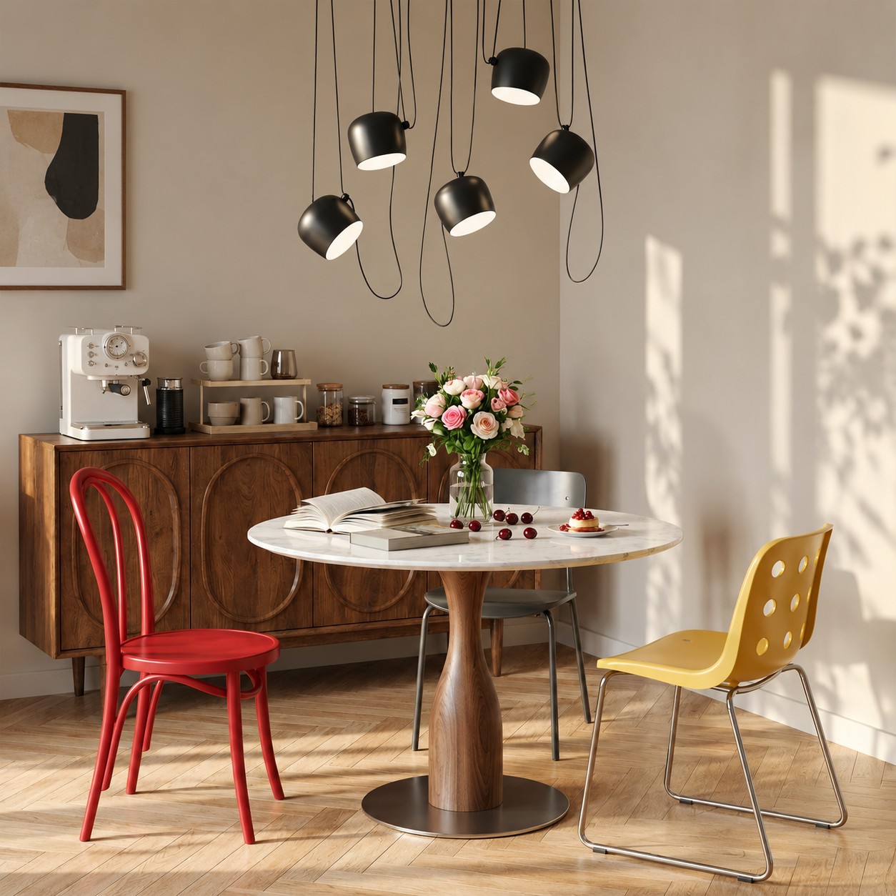 Axiomorna hanglamp in een modern interieur