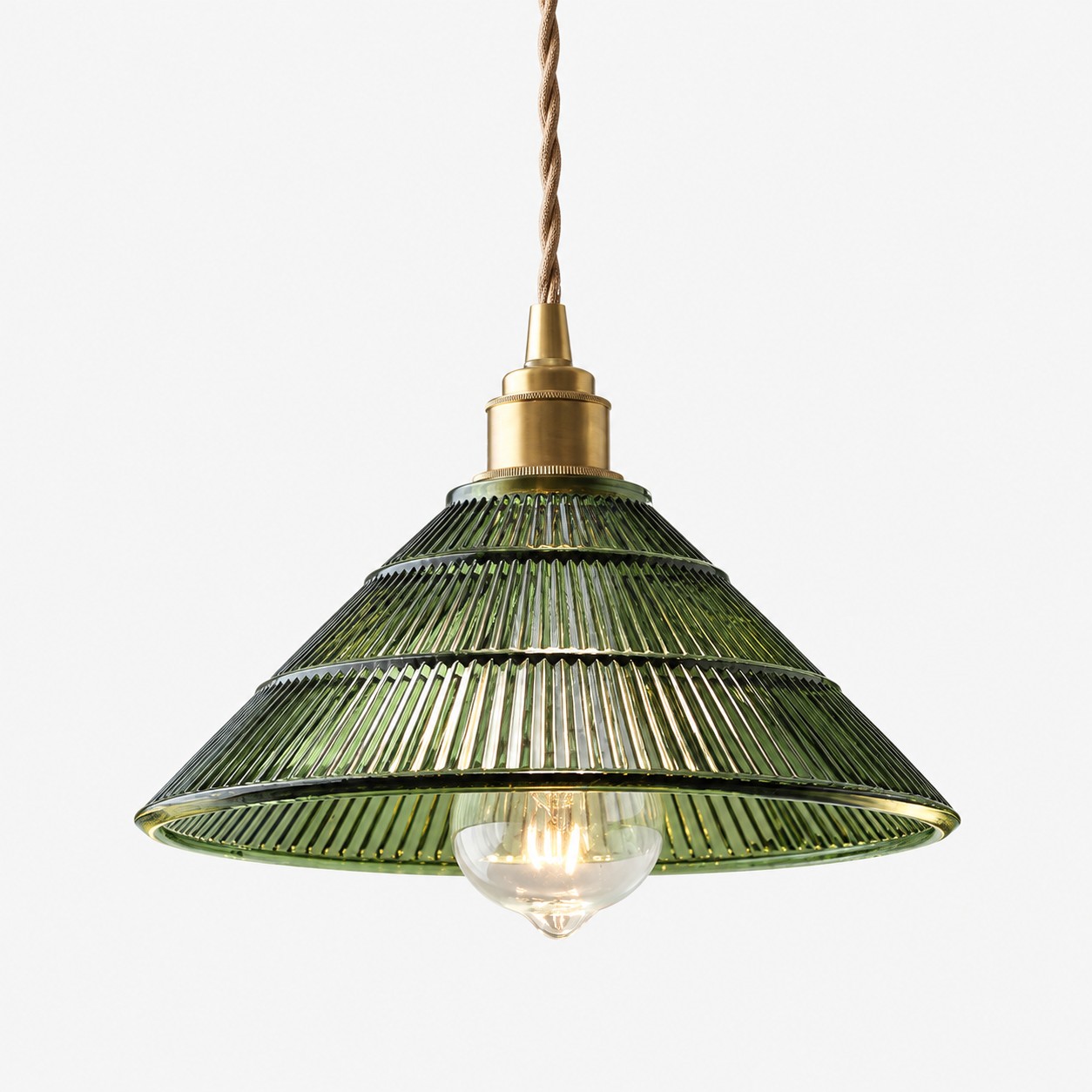 Cone Hat green ribbed glass shade