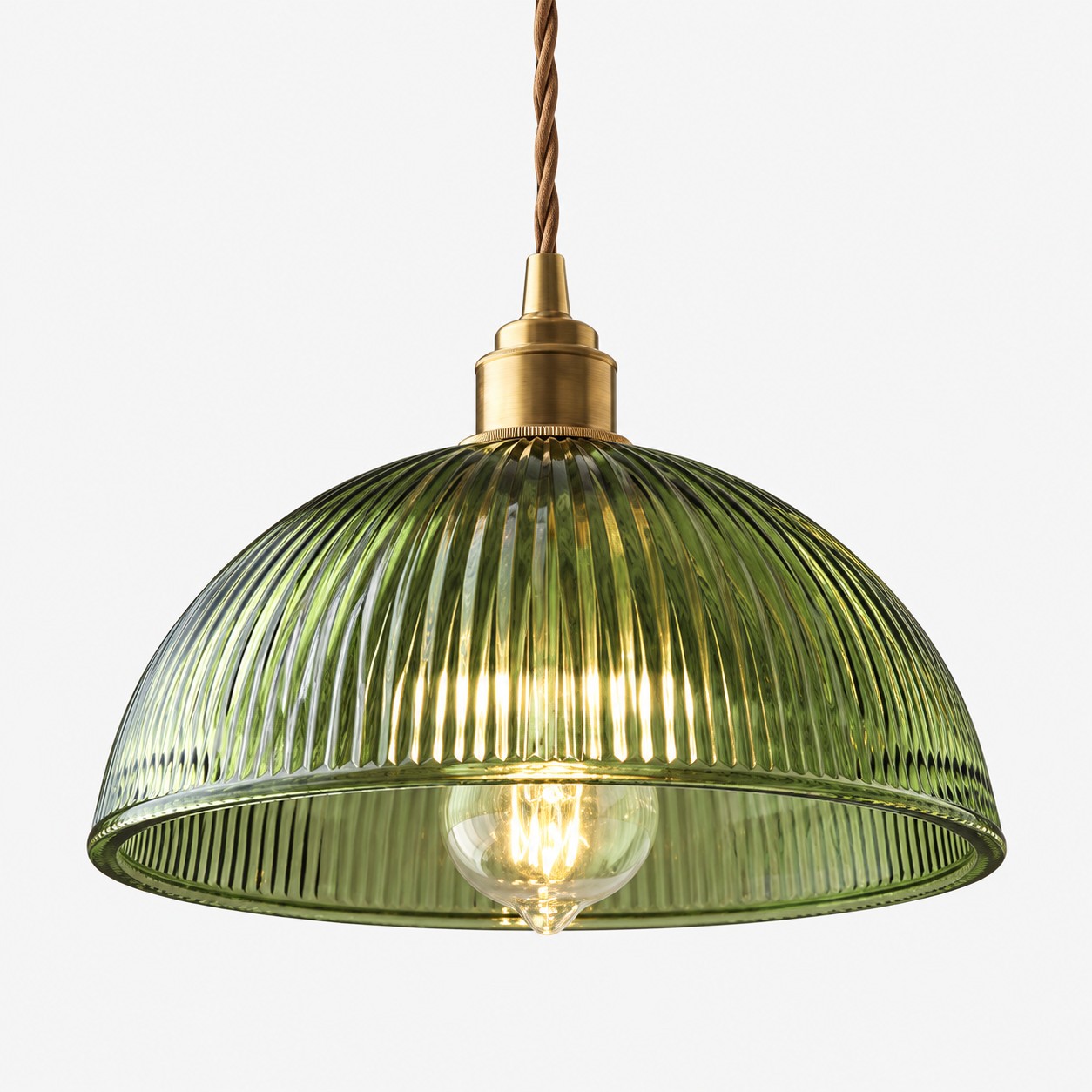 Half Round green ribbed glass shade