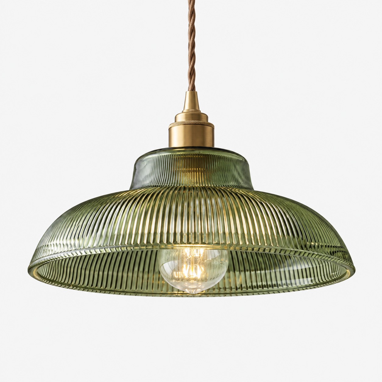 Straw Hat green ribbed glass shade