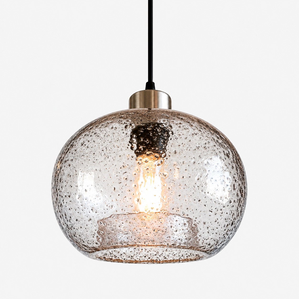 Textured Glass Globe Pendant with marble glass options and chrome or gold