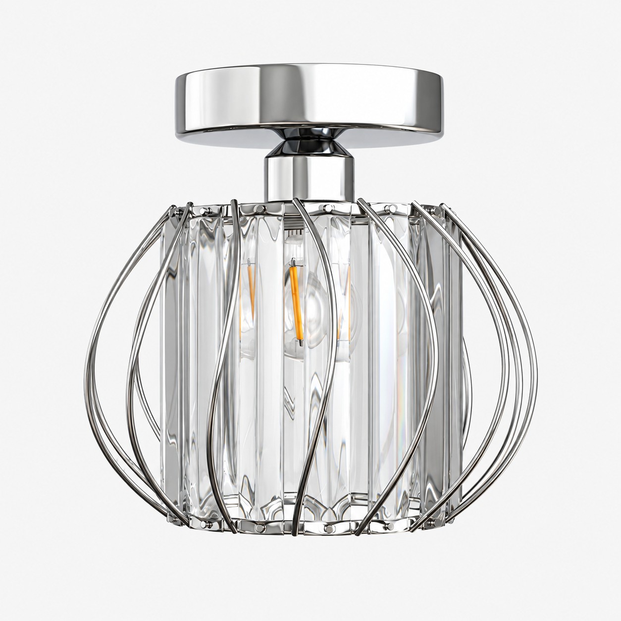 Geometric Crystal Ceiling Light with clear panels and three frame finishes