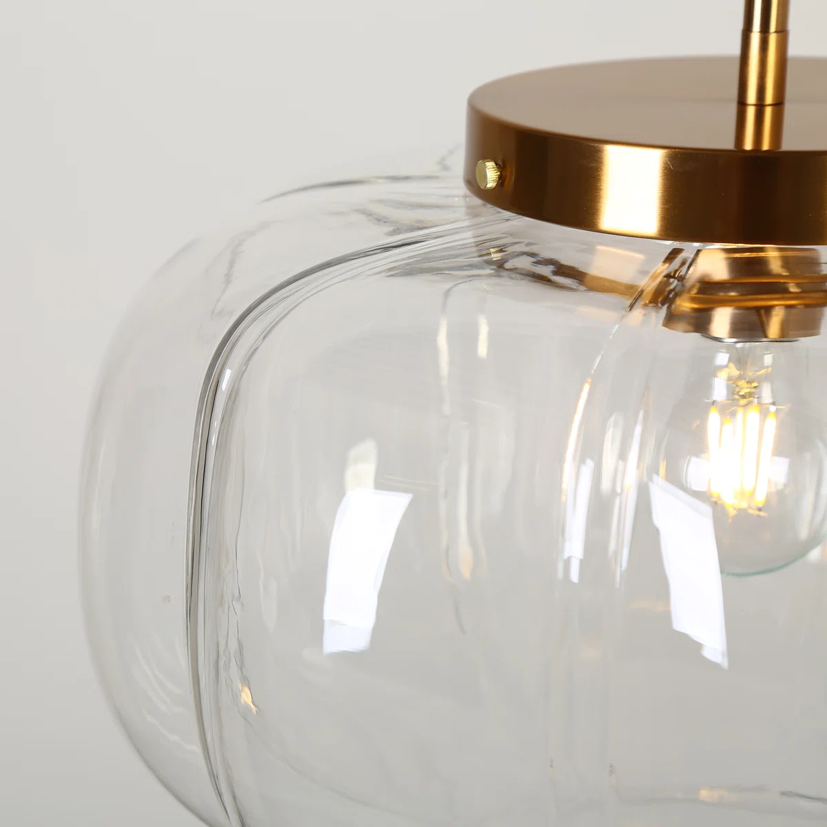 Ribbed Glass Dome Pendant with blue or clear glass and one light