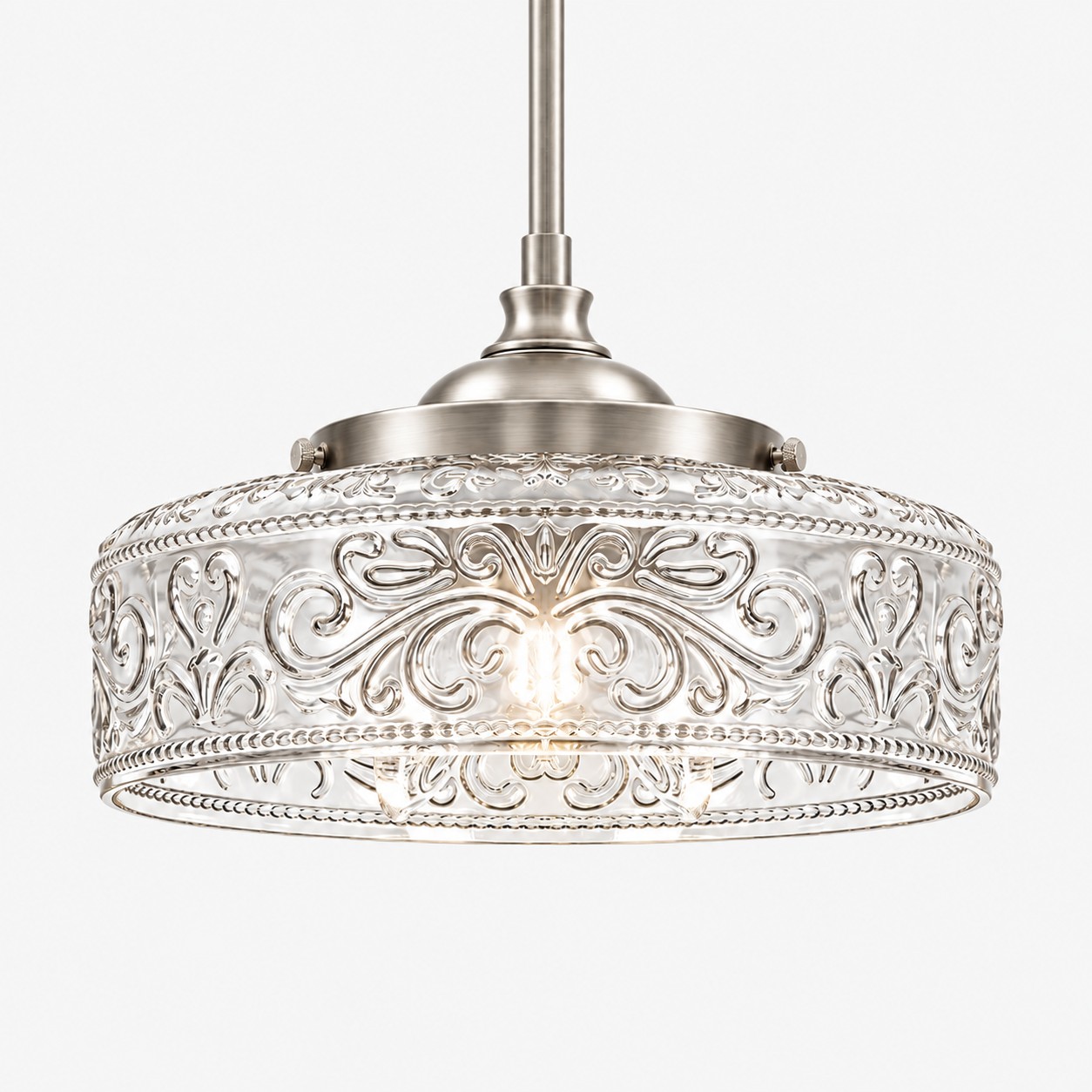 Vintage Glass Pendant Light with patterned glass and three shade colours
