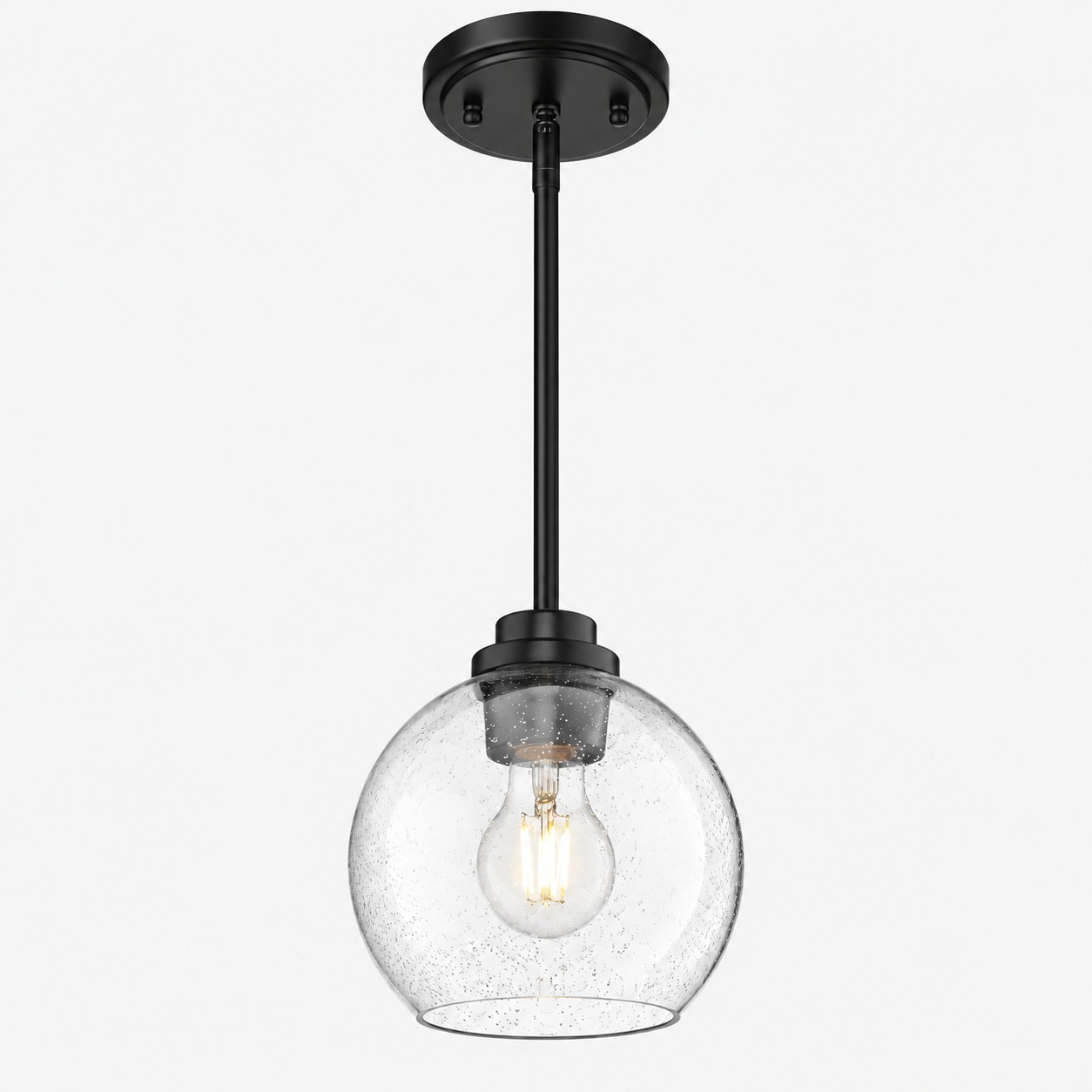 Clear Glass Globe Pendant with metal finish options and one to three items