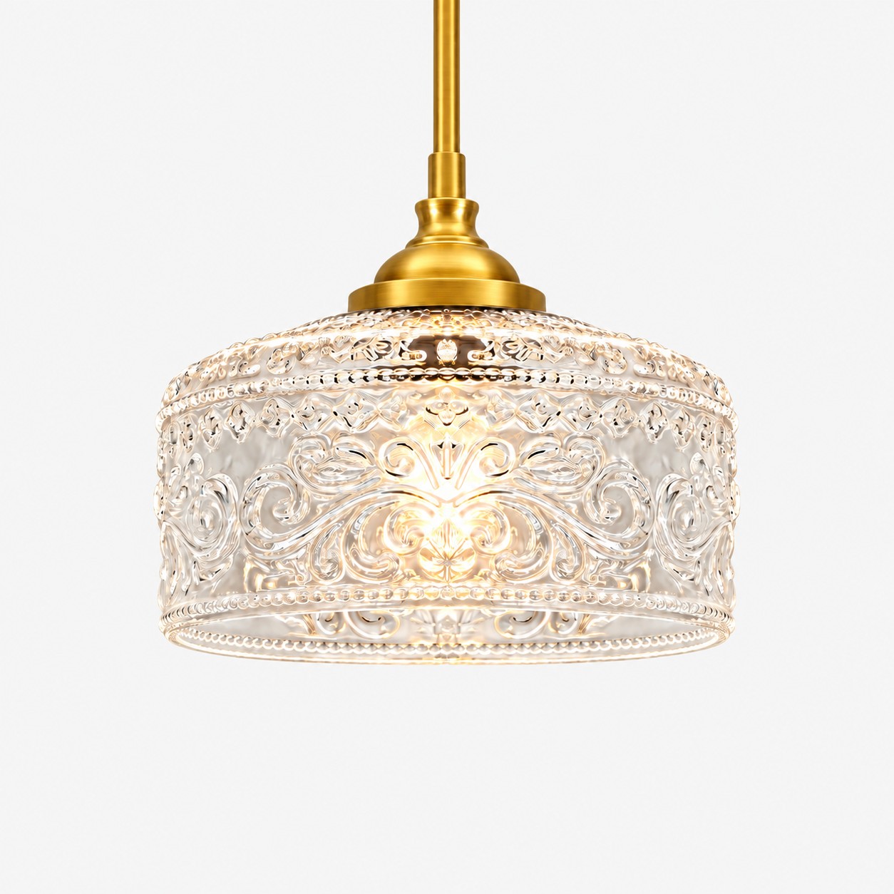 Vintage Glass Pendant Light with patterned glass and three shade colours