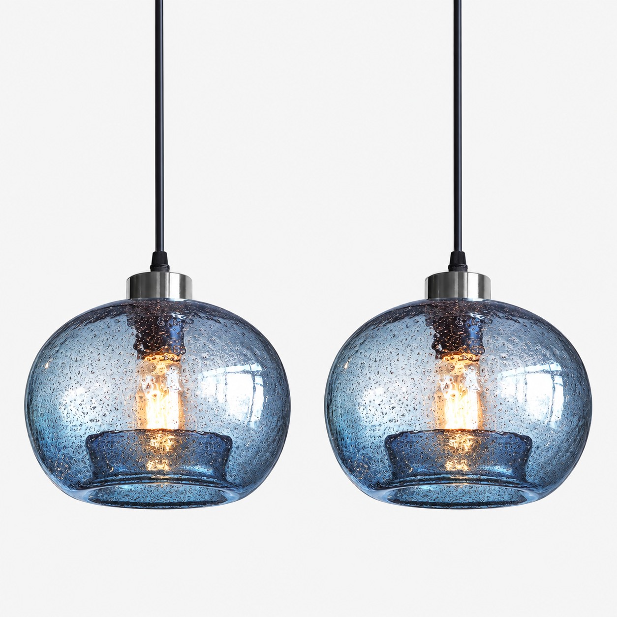 Textured Glass Globe Pendant with marble glass options and chrome or gold