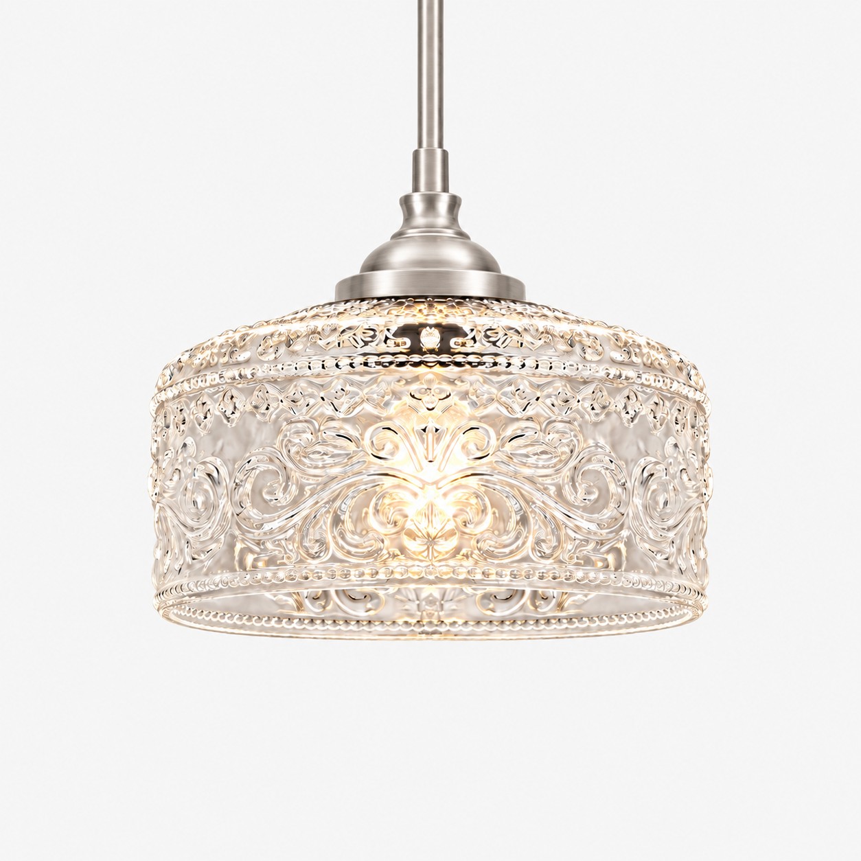 Vintage Glass Pendant Light with patterned glass and three shade colours