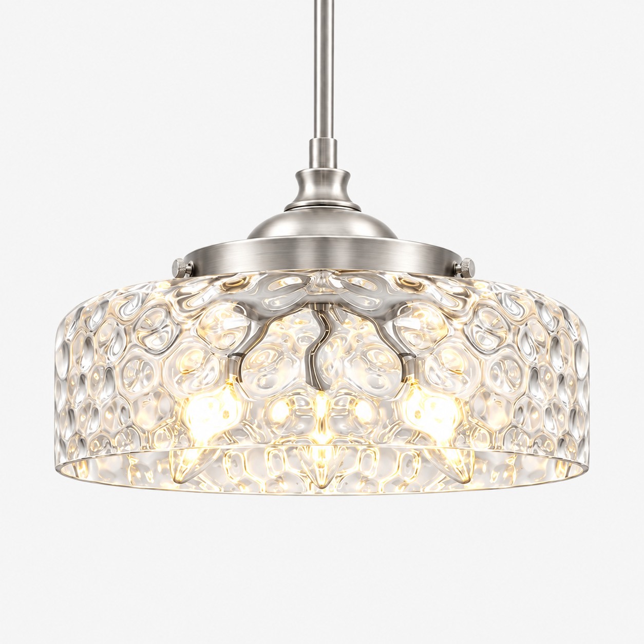 Vintage Glass Pendant Light with patterned glass and three shade colours