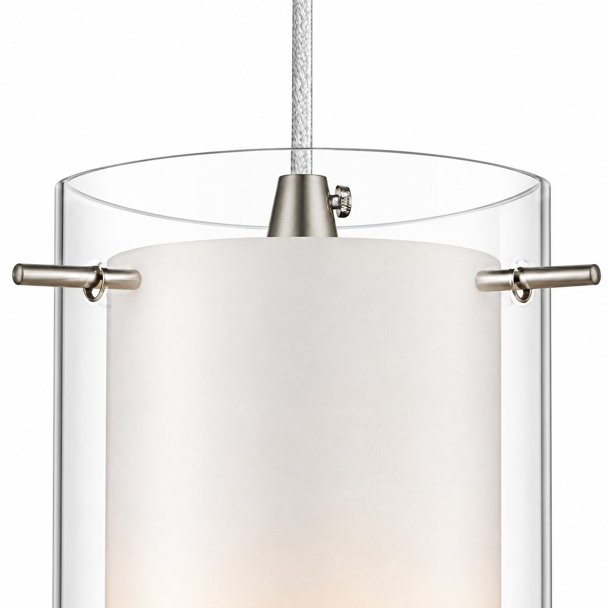 Double Glass Pendant Light with clear and white glass and one to three lights
