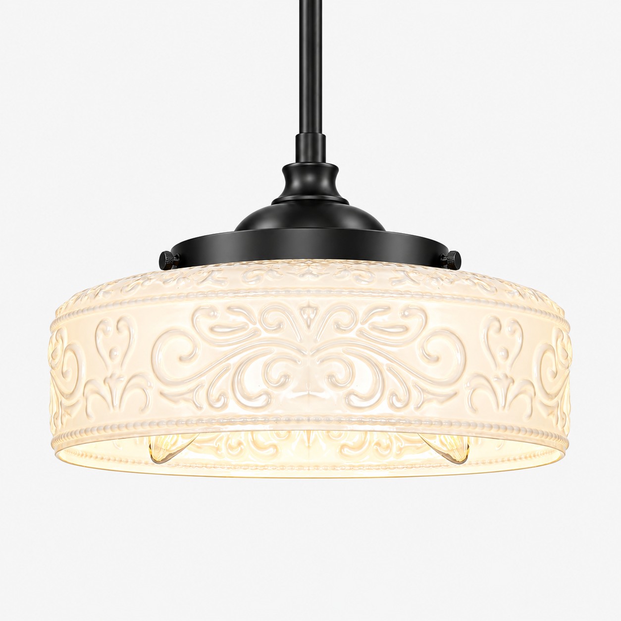 Vintage Glass Pendant Light with patterned glass and three shade colours