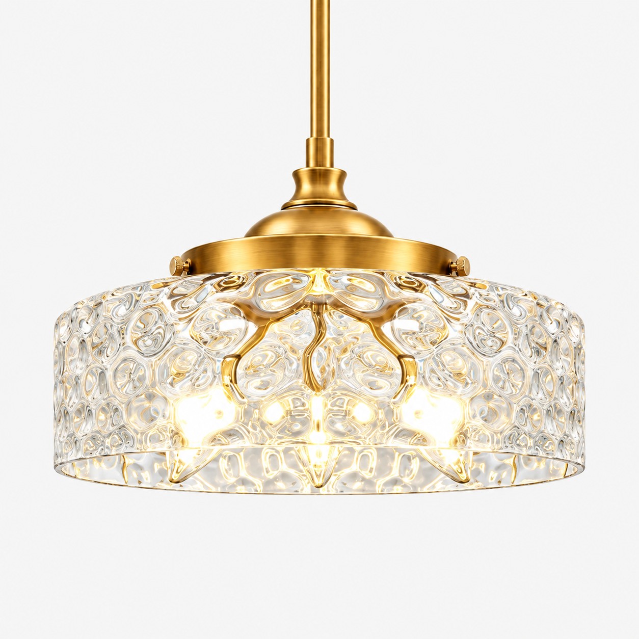 Vintage Glass Pendant Light with patterned glass and three shade colours