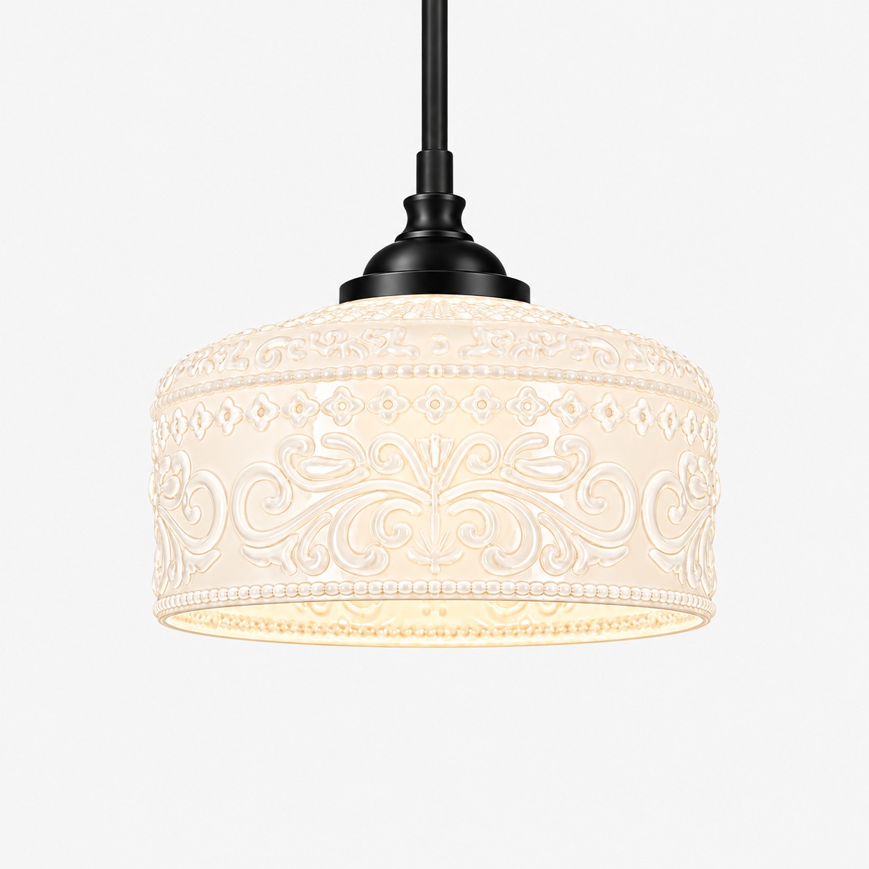 Vintage Glass Pendant Light with patterned glass and three shade colours