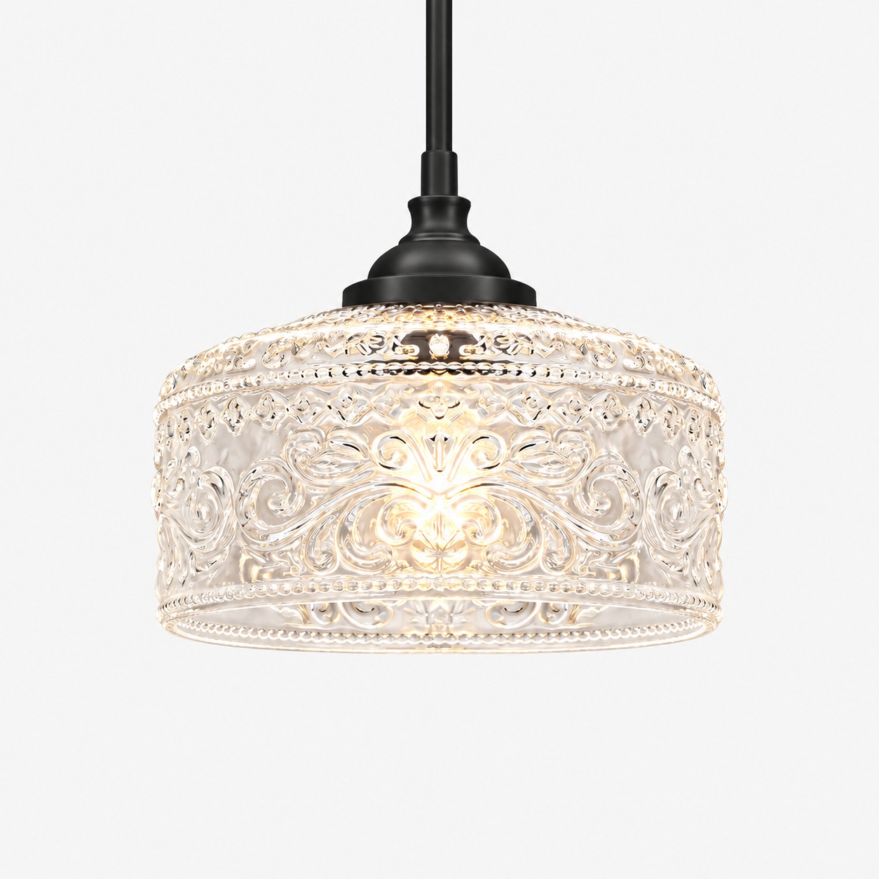 Vintage Glass Pendant Light with patterned glass and three shade colours