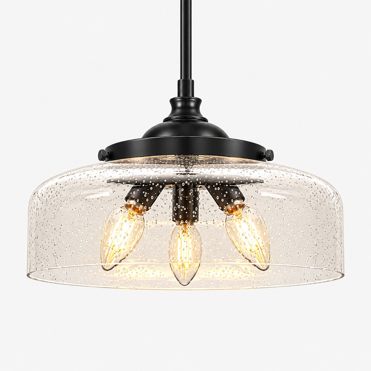 Vintage Glass Pendant Light with patterned glass and three shade colours