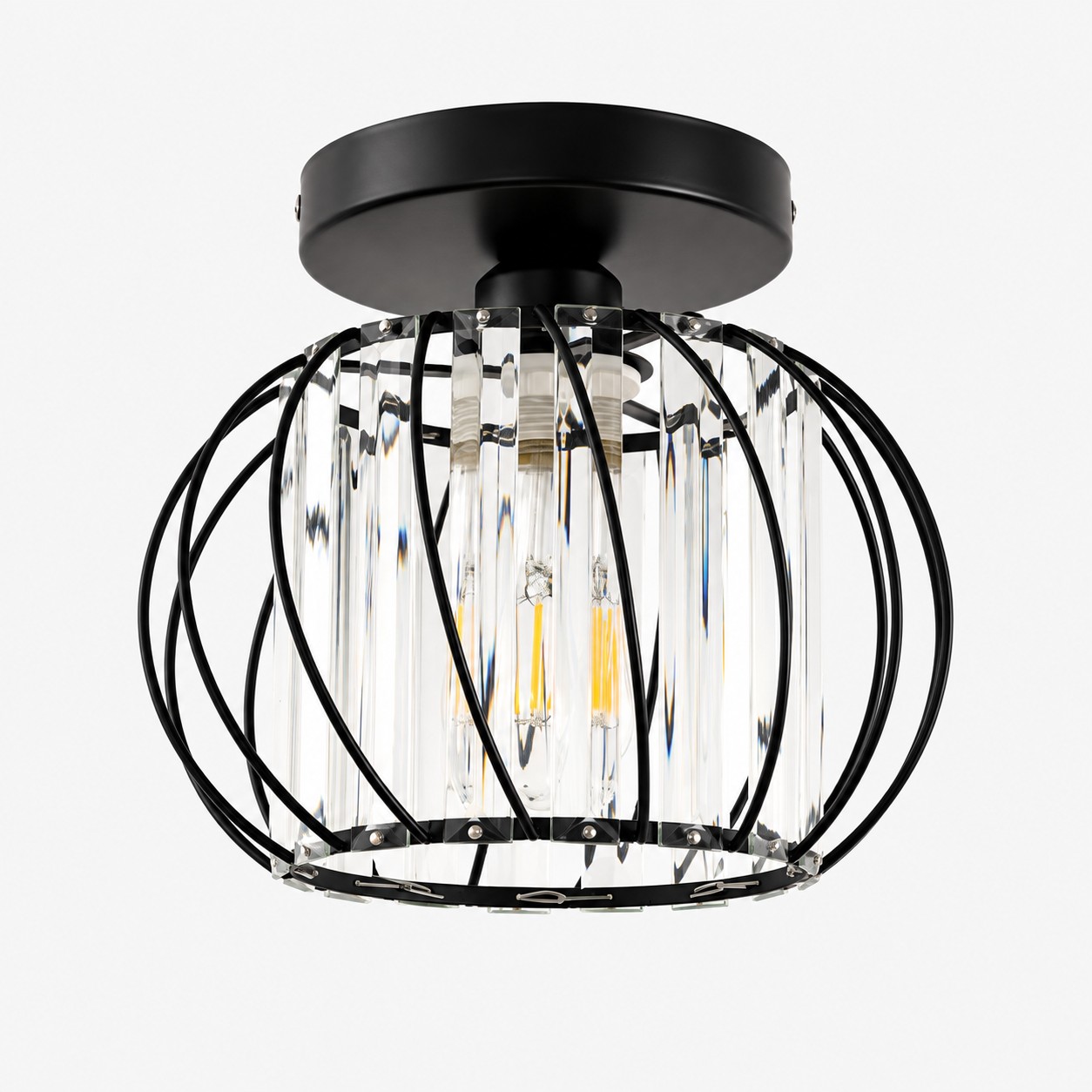 Geometric Crystal Ceiling Light with clear panels and three frame finishes