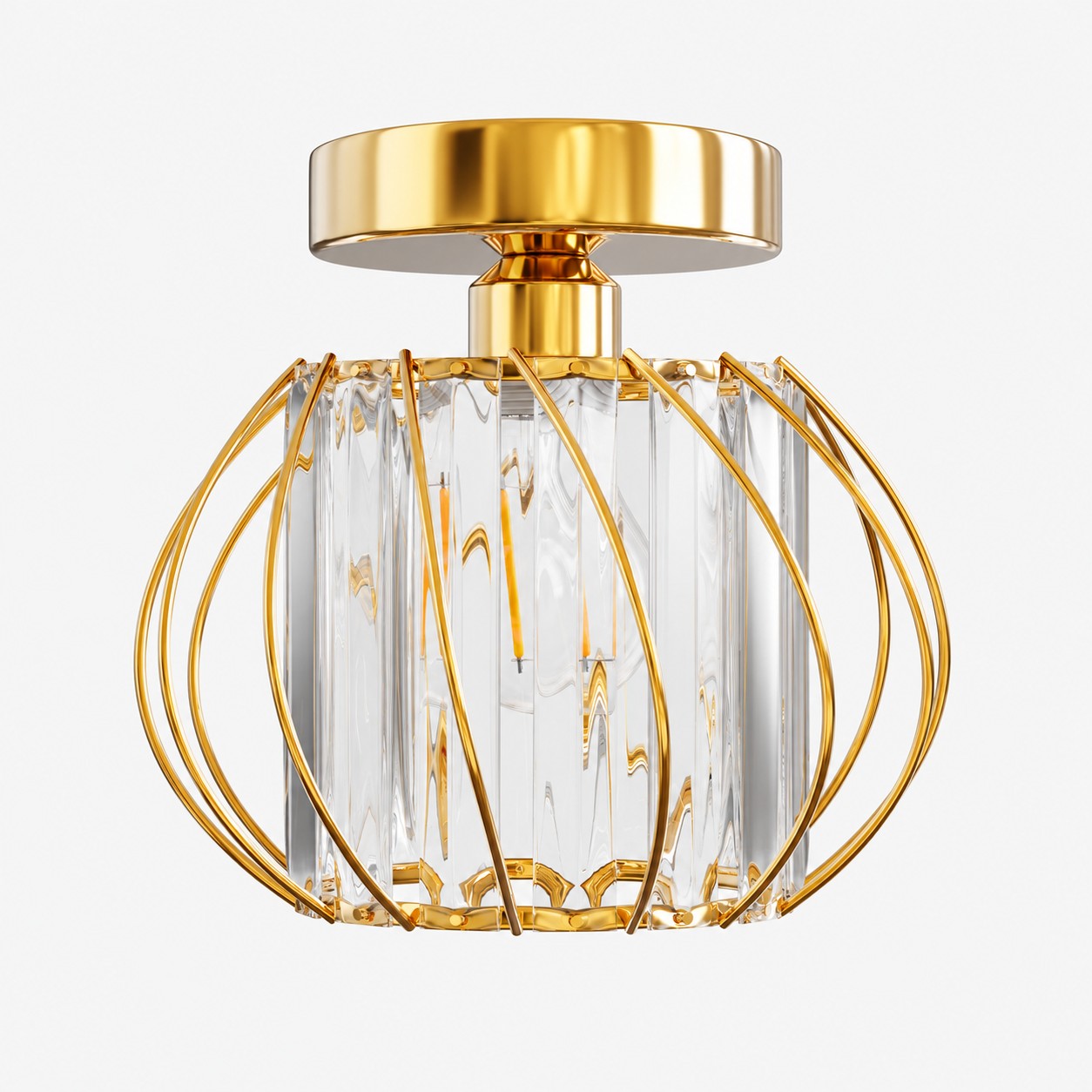 Geometric Crystal Ceiling Light with clear panels and three frame finishes