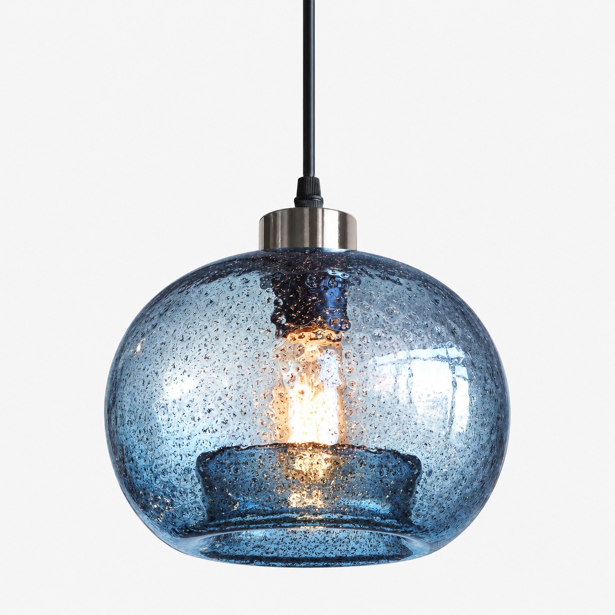 Textured Glass Globe Pendant with marble glass options and chrome or gold