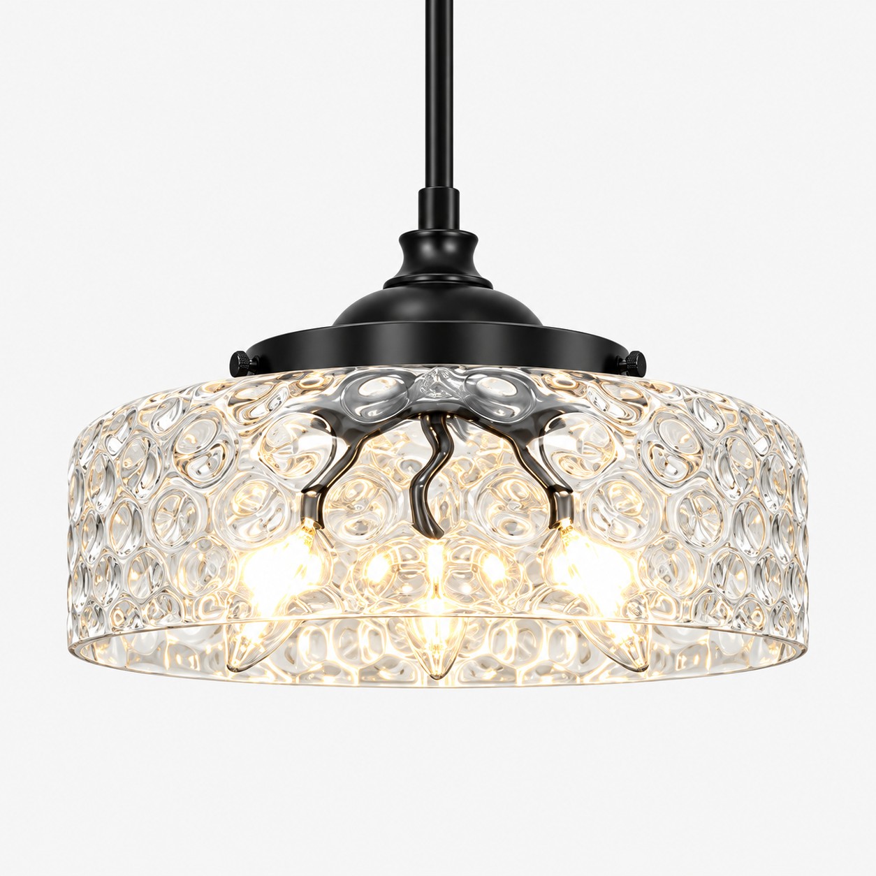 Vintage Glass Pendant Light with patterned glass and three shade colours