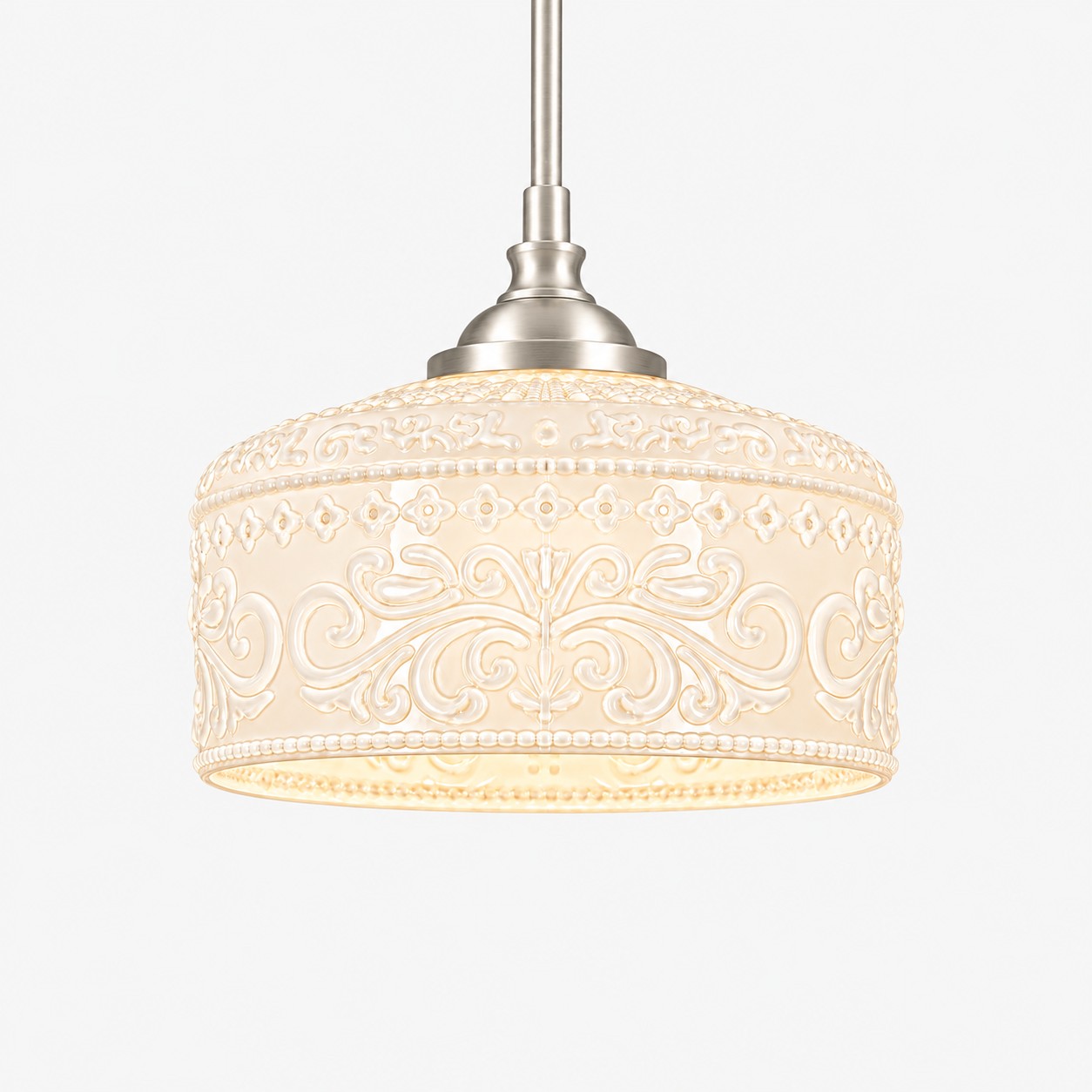 Vintage Glass Pendant Light with patterned glass and three shade colours
