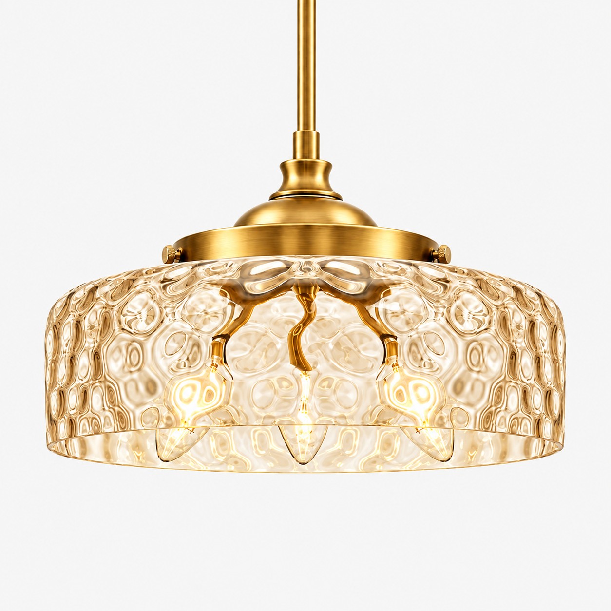 Vintage Glass Pendant Light with patterned glass and three shade colours