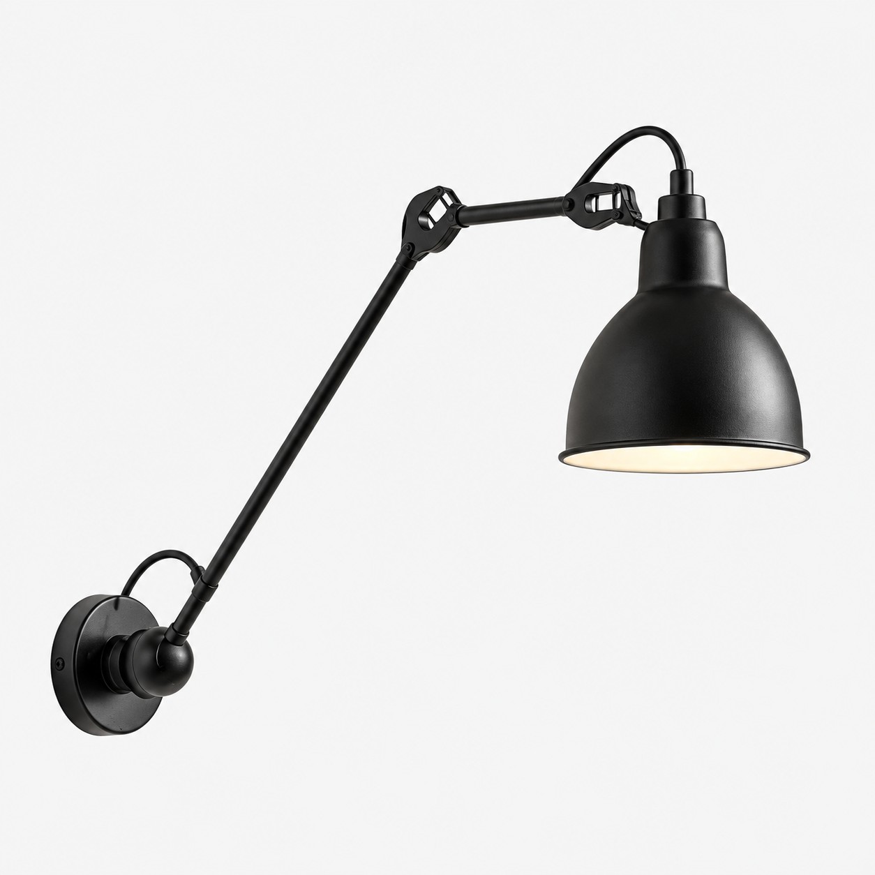 Industrial Matte Black Adjustable Arm Wall Light