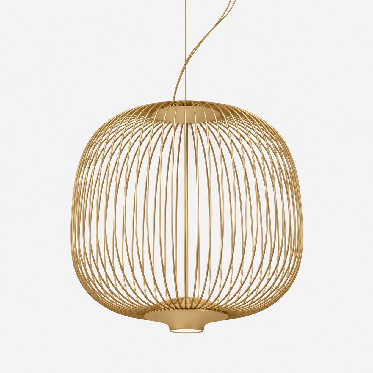 Gold round wire cage pendant