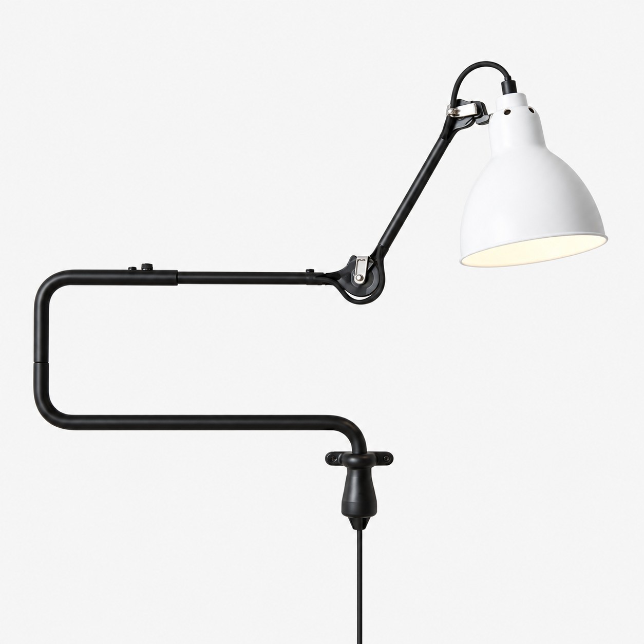 Industrial Matte Black Adjustable Arm Wall Light