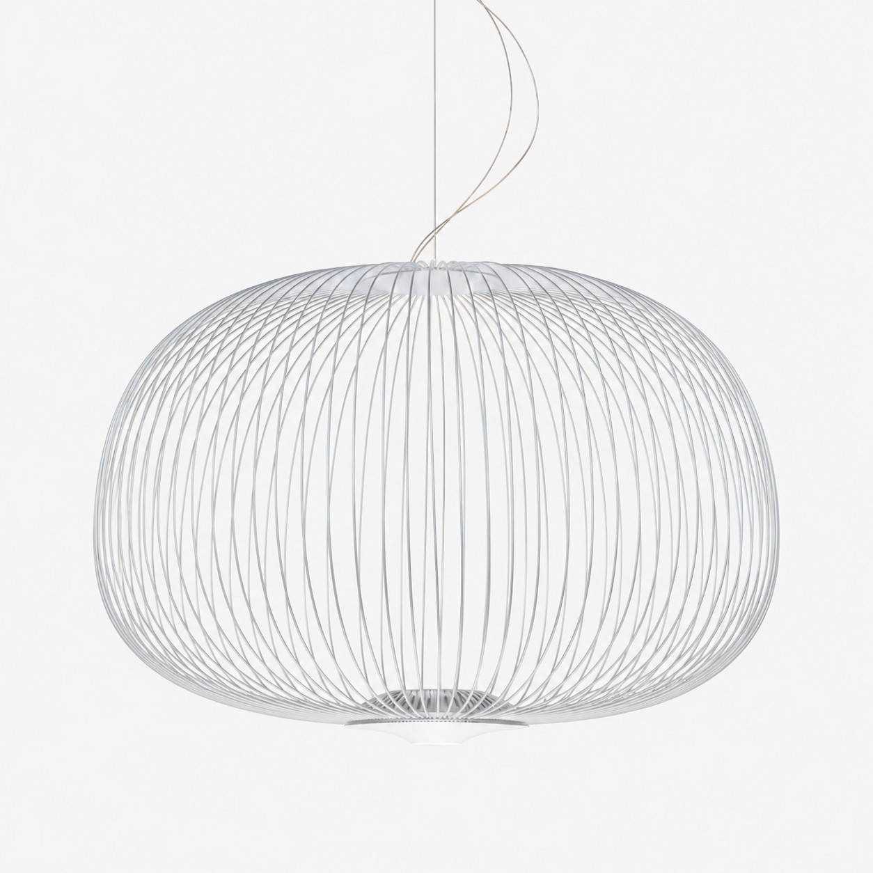 White wide wire cage pendant