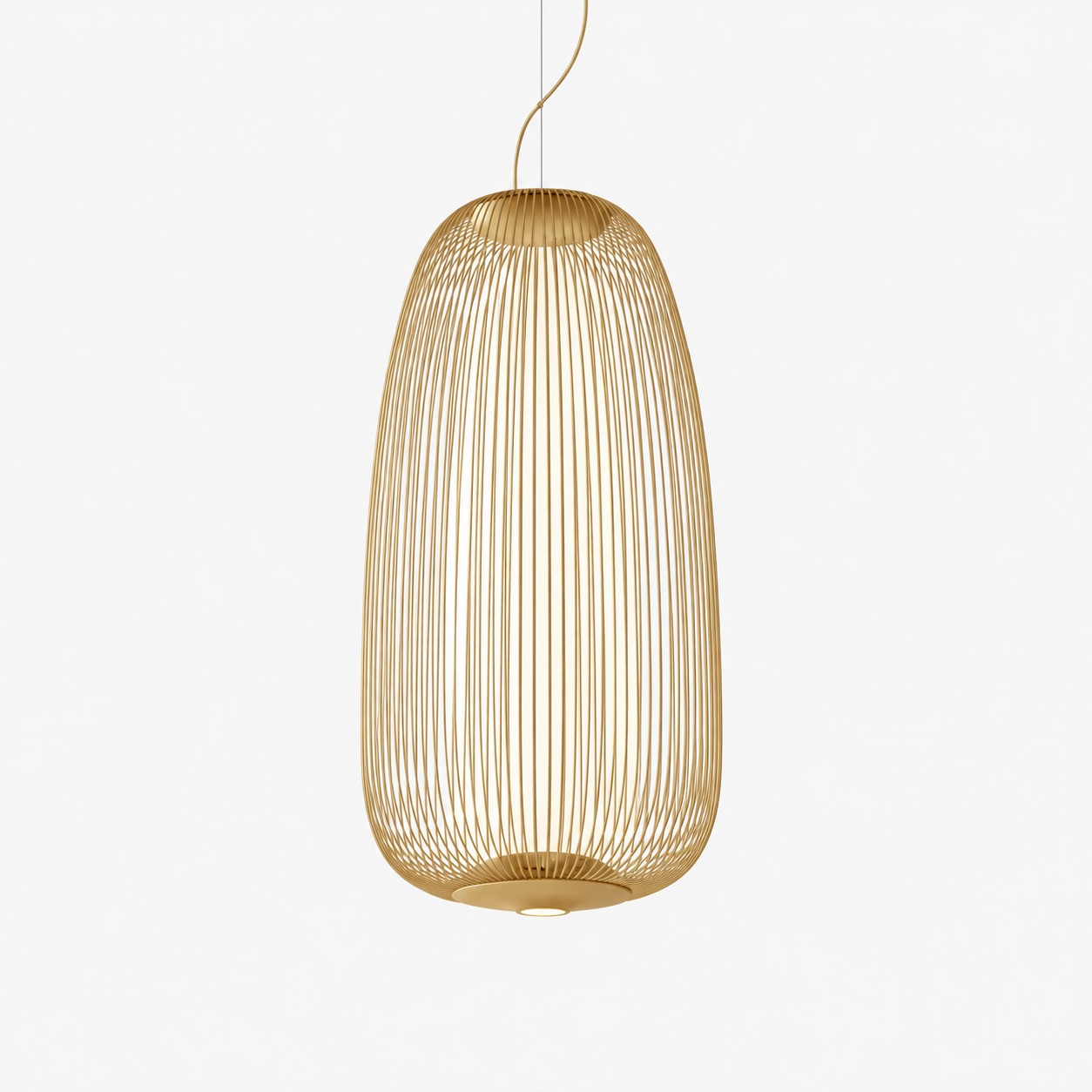 Gold tall wire cage pendant