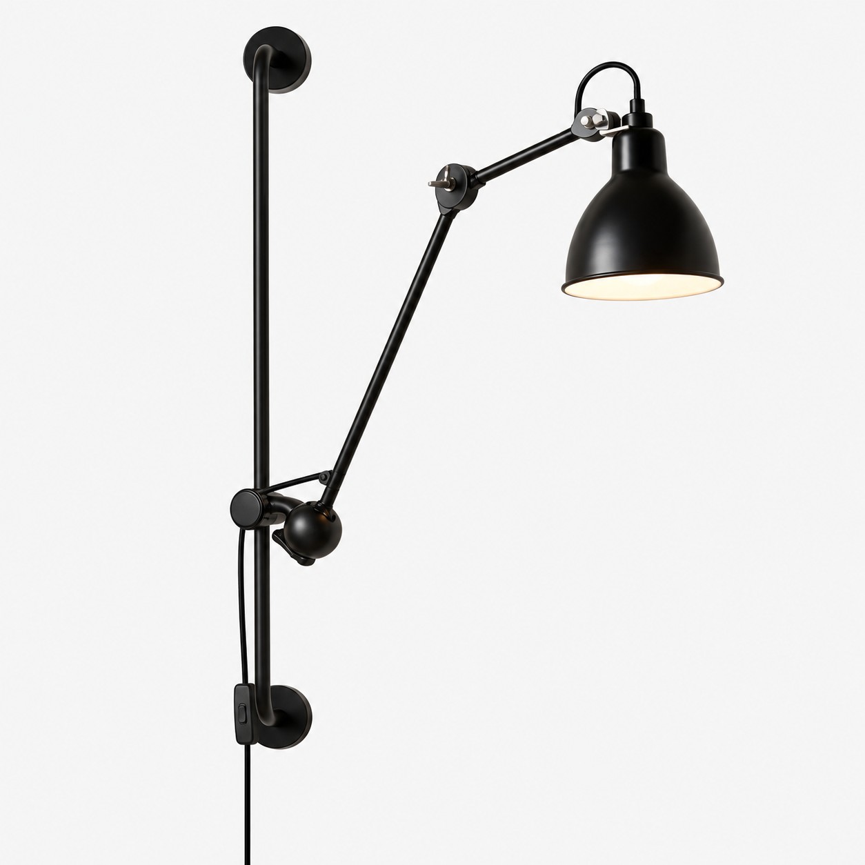 Industrial Matte Black Adjustable Arm Wall Light