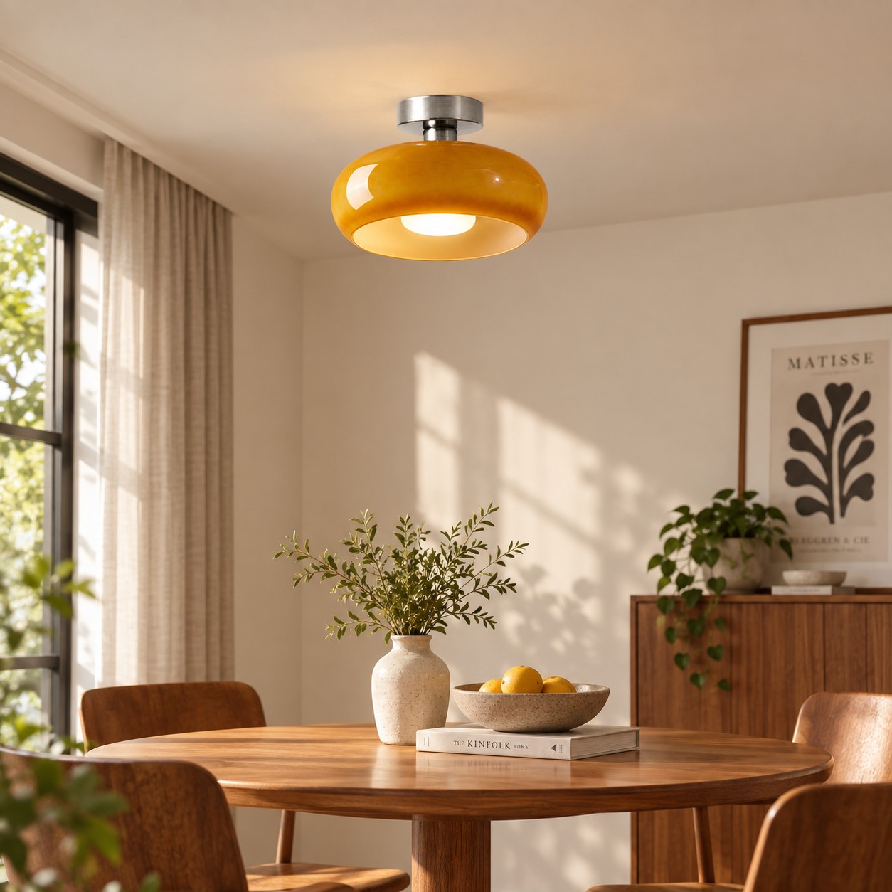 Bauvia Ceiling Light with Bauhaus lines and brass or chrome