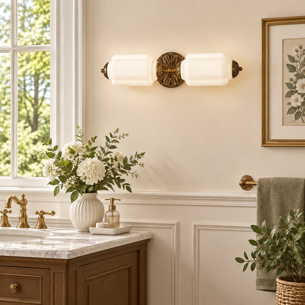Milk glass Eloise wall light